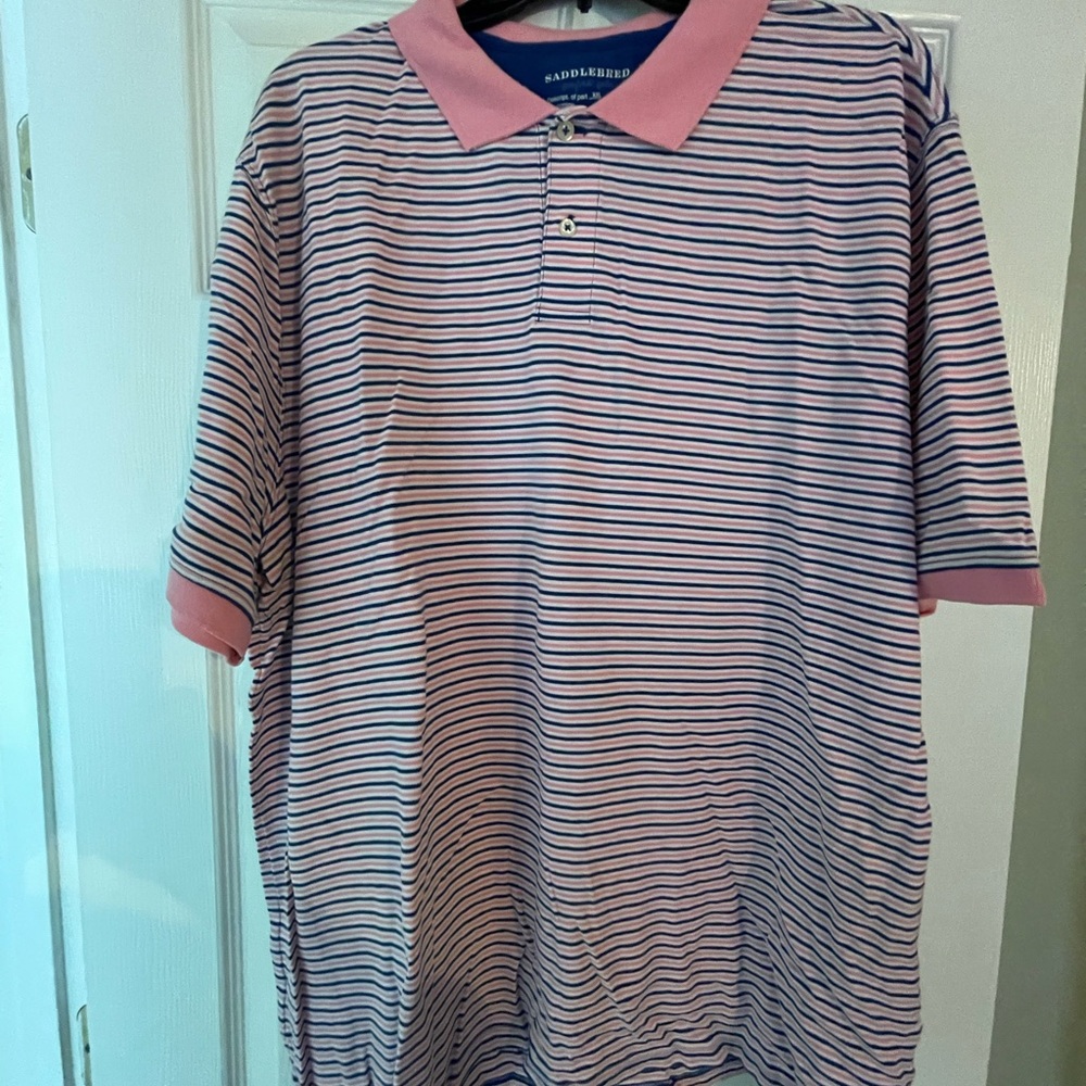 Saddlebred Pink and Blue Striped Polo Shirt